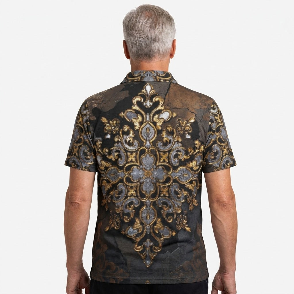 Men's Gilded Baroque Golf Polo by QuinZen Collective – view 5