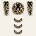 Black, White & Silver AI-assisted component concept: 1 wreath, 2 swags and 3 separate 5-foot garlands, 15 feet total; not to scale; not finished-product photography