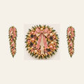 Pink Champagne AI-assisted component concept: 1 wreath and 2 swags; no garland; not to scale; not finished-product photography