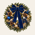 Navy Blue and Gold Signature Christmas Wreath, AI-assisted made-to-order design concept; not to scale