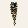 Navy Blue and Gold Signature Christmas Swag, AI-assisted made-to-order design concept; not to scale