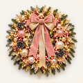 Winter White & Silver Signature Christmas Wreath, supplied AI-assisted made-to-order design concept; not to scale; illuminated concept shown
